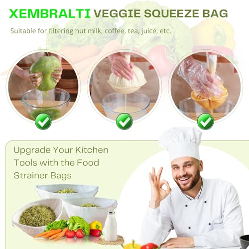 XEMBRALTI Reusable Fine Mesh Cotton Strainer Bag, Cotton Filter Bags for Cheese, Nut Milk Brewing, Yogurt Coffee Tofu Tea & Juice Extraction, Food Grade Filtration Bag (Medium-6 Pcs) - size: Medium-6 Pcs