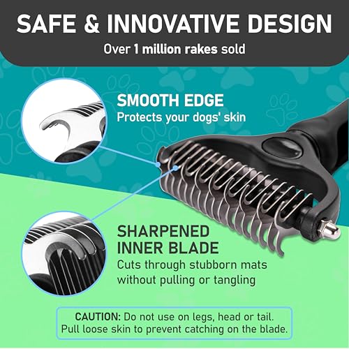 Maxpower Planet Hair Brush - Double Sided Shedding, Dematting Undercoat Rake for Dogs and Cats, Extra Wide Dog Grooming Brush, Reduce Shedding by 95%, Black | Deshedding & Dematting, Extra-Wide Double-Sided Comb, Long-Haired Coats, Reduces Shedding, Origi
