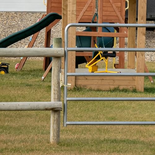 DTGN Instant Locking Gate Latch, Automatic Locking Gate Latch, Gold | W/Screws for Farm Ranch Fence, One-Hand Install on Wood Metal Pipe Fences