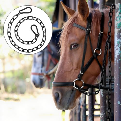 39 inch Gate Chain Lock with Both-Ended M8 Carabiners,Chain Dia 5 mm,Black | 304 Stainless steel, for outdoor fence gates,pet cages, easy to lock/unlock, extra security, for gate that wouldn’t stay shut - size: 39" x 13/64"