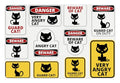 Lunarable Funny Pet Mat for Food and Water, Beware Guard Cat Signs Humorous Comic and Plates Warning Graphic, Non-Slip Rubber Mat for Dogs and Cats, 18" X 12", Yellow Red - color: Yellow Red