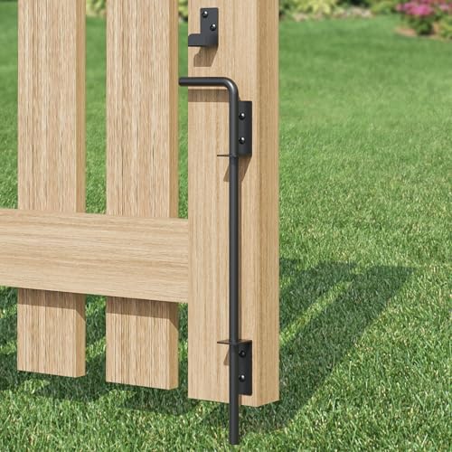 18" Heavy Duty Cane Bolt Gate Drop Rod, Extra Thick Gate Ground Latch Hardware for Wood PVC Vinyl Metal Fences Gates, Wrought Iron Doors Stopper Gate Latches, Black Finish, 1 Pack - size: 18 Inch