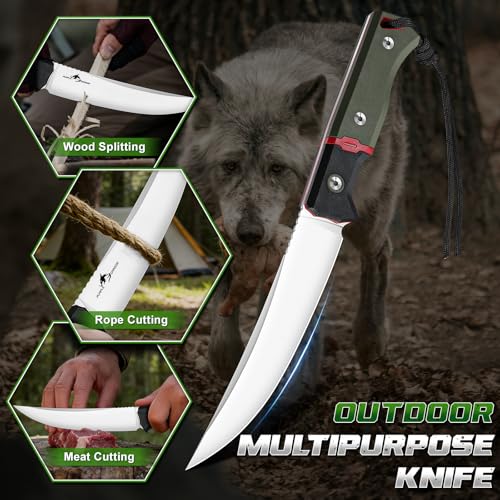 Purple Dragon Outdoor Knife for Boning - Trailing Point Boning Knife Green | Forged from a Single Piece of D2 Steel, Full Tang G10 Handle, Gift Box - size: 5.7 inch