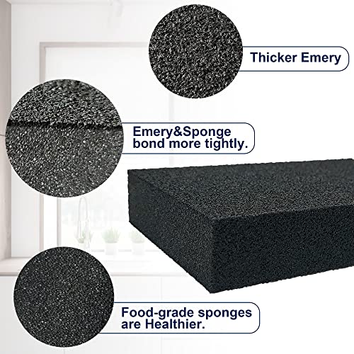 Krisler 8pc Black Carborundum Sponge Nano Emery Sponges Caspian Stone Pot Clean Brush Rust Eraser Grit Scouring Pads Pot Cleaning Pads with Carborundum Washing Kitchen Cleaner Tool(thickness-1inch) - size: Black thickness-1 inch-8