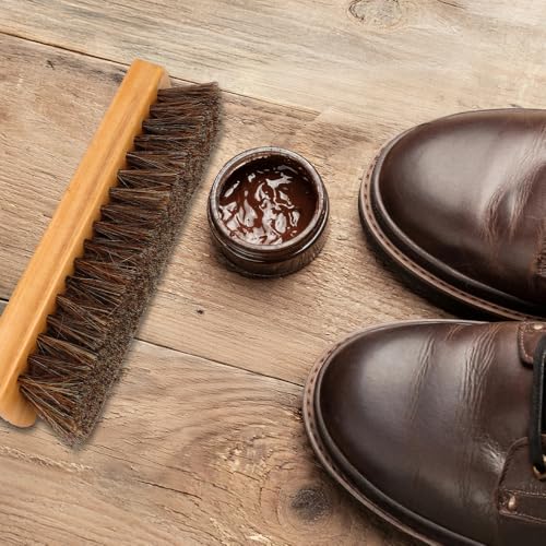 Shoe Brush, Horsehair Shoe Brush Shoe Cleaning Brush Boot Brush for Leather, Shoe Brushes Shoe Shine Brush Brush Shoe Polish Brush for Cleaning and Care Leather Shoes Clean Dauber Applicators - size: style B