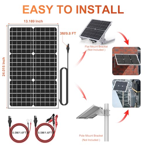 SUNER POWER 12V Solar Panel Kit 30W, High Efficiency 30 Watt Solar Panel + Ultra-Smart 10A MPPT Charge Controller, Solar Battery Trickle Charger Maintainer for Boat Car RV Motorcycle Marine Automotive