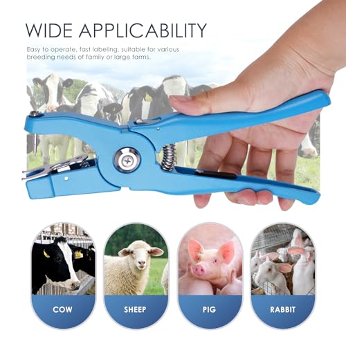 Cattle Ear Tagger Universal Livestock Ear Tag Pliers Applicator for Cattle Cow Pig Sheep Goat Livestock(Blue)