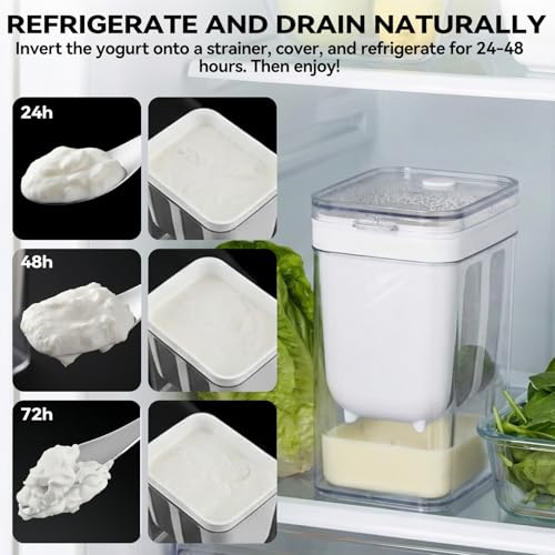2 Packs Yogurt Strainer, 1100ML/37OZ Capacity Yogurt Strainer Separator with Stainless Steel Fine Mesh and Lid for Thick Greek Yogurt Soybean Milk Kefir Berries Fruit Juice Coffee