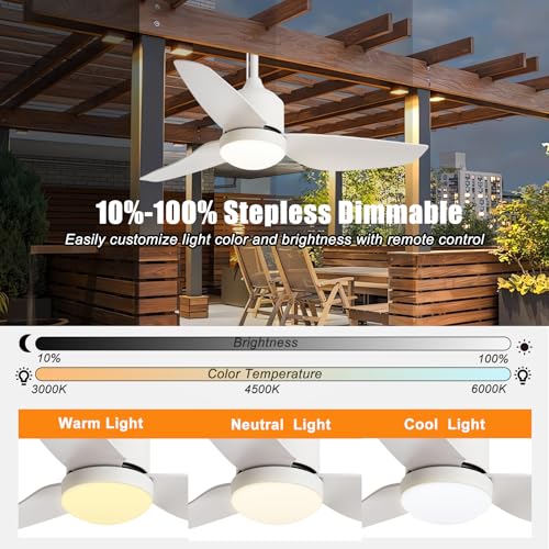 Depuley Outdoor Ceiling Fan with Light: 42 Inch White Waterproof Gazebo Fans with Lights Outdoor Hanging - Plug in Remote App Control for Patio Indoor Farmhouse Porch - 6 Speed Reversible DC Motor - color: White 01, size: 42 Inch