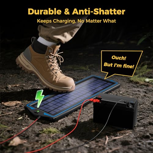 SUNAPEX 5W 12V Solar Car Battery Trickle Charger & Maintainer | Waterproof Portable Solar Panel Kit | Prevents Overcharging with Smart Controller | Fits 12V Batteries for Boats, RVs & More - size: 5W