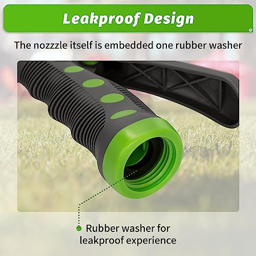 AUTOMAN-Garden-Hose-Nozzle,ABS Water Spray Nozzle with Heavy Duty 7 Adjustable Watering Patterns,Slip Resistant for Watering Plants,Lawn& Garden,Washing Cars,Cleaning,Showering Pets - Green - color: Green