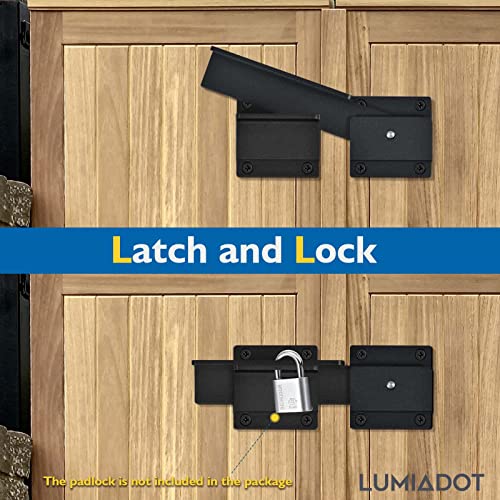 7" Flip Gate Latch Lock for Wooden Fence with Padlock Hole | Aluminum Alloy Adjustable Security Latch, Rustproof Hardware for Outdoor Barn Shed Door Yard - size: 2 Pack