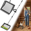 Large Chicken Poop Scooper: 2-in-1 Metal Pooper Scooper & Rake Adjustable 62" Long Handle Stainless Steel Sand Sifting Litter Shovel Chicken Coop Scoop Cleaning for Bedding Goats Bright Black - color: Bright Black