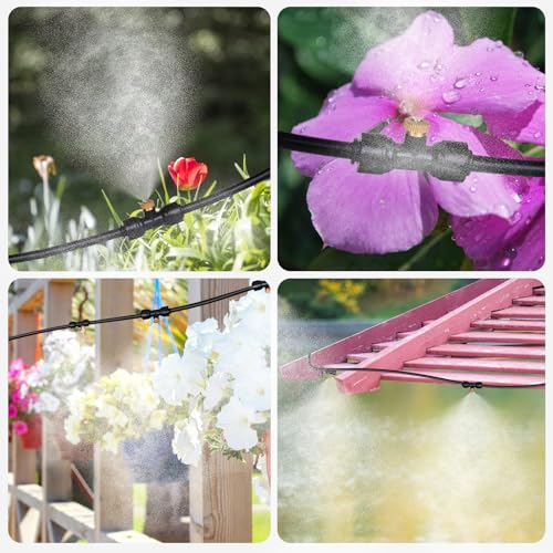 100FT Misters for Outside Patio, Outdoor Water Misting Cooling, Misting System, Backyard Mist Kit, for Garden, Fan, Gazebo, Greenhouse, Trampoline for Waterpark
