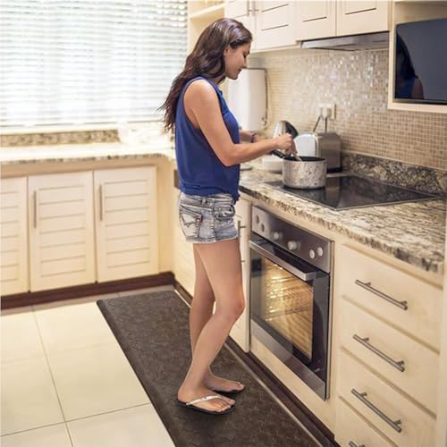 WISELIFE Kitchen Mat Cushioned Anti Fatigue Floor Mat,17.3"x60", Thick Non Slip Waterproof Kitchen Rugs and Mats, Standing Mat for Floor,Home,Office,Desk,Sink, Brown | Thick Non Slip Water Resistant Kitchen Rugs and Mats, Heavy Duty Foam Standing Mat for