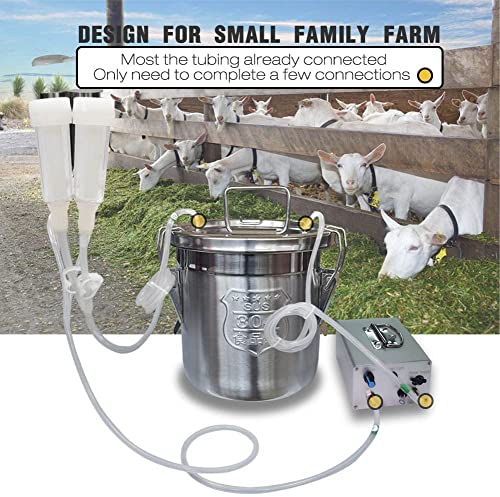 12L Goat Milking Machine, Plug-in Pulsation Pump Milker (Classic) | Hantop UnitedFarm, Speed Adjustable Pump, Auto Stop Check Valve, SUS304 Stainless Steel Bucket, Food-grade material - color: for Goat, size: 12L