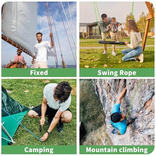 Arborist Rope 5/8in Climbing Rope Tree Rope for Outdoor Climbing Swing Sailing Halyard - style: Green1