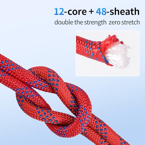 100ft 3/8 Inch Climbing Rope, Heavy Duty Arborist Rope(Red) - size: 3/8in-100ft-Red