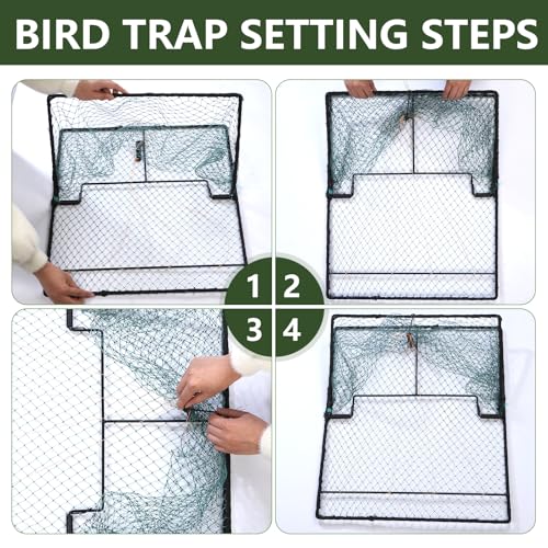 Humane Pigeon Trap,Bird Trap for Quail,Turkey(19.7x23.6 inch) | Net Traps,Metal-Frame Mesh Trap