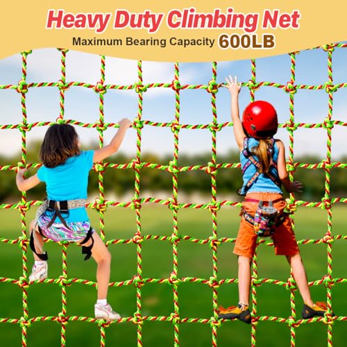 Climbing Net, 3.3ft X 6.6ft Polyester Climbing Cargo Net for Kids Outdoor, Heavy Duty Large Military Playground Equipment, Rope Ladder, Swingset, Indoor & Outdoor, Treehouse, Jungle Gyms - size: 3.3ft X 6.6ft