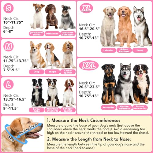 Dog Cone to Stop Licking, Clear Recovery Collar with Detachable Zipper, Sturdy Elizabethan Collar for Large Medium Small Dogs, Soft Adjustable Cone After Surgery Patented, Hot Pink XL - color: Hot Pink, size: XL(Neck: 16.5"-20.5")