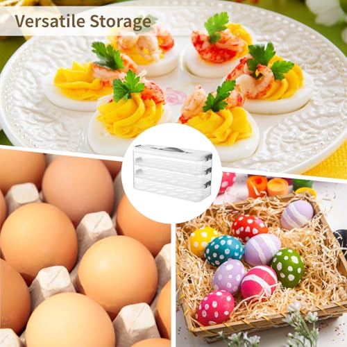 Homaisson Deviled Egg Container with Lid, 3-layer Egg Carrier Trays with 36 Slots, Clear Stackable Storage Container with Handle for Refrigerator, Pantry, Travel, 12.2x4.8x6.7