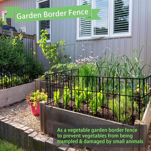 Thrivinest 30 Pack Animal Barrier Fence, No Dig Fence Decorative Fences, Rustproof Metal Small Garden Fence Border for Dogs Rabbits (Black, 30 Pack,30Ft) - color: Black, size: 30 Pack,30Ft
