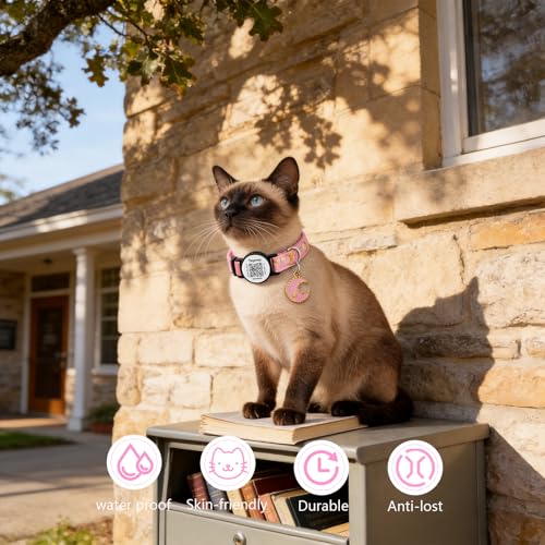 The Ultimate QR Code Pet ID Collar 4-Pack | Breakaway Adjustable Cat Collars with Secure Online Profile | Never Lose Your Cat with Cute Moon & Stars Design (Star & Moons - 4 Pack) - color: Star & Moons - 4 Pack