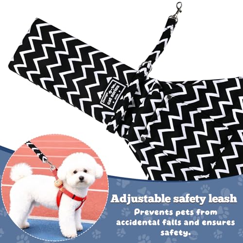 Dog Sling Carrier for Small Dogs and Cats 5–16 lbs, Puppy Carrier Sling with Safety Hook and Storage Pocket, Hands Free Pet Carrier Purse for Travel, Walking, Shopping (Black Ripple) - color: Black Ripple