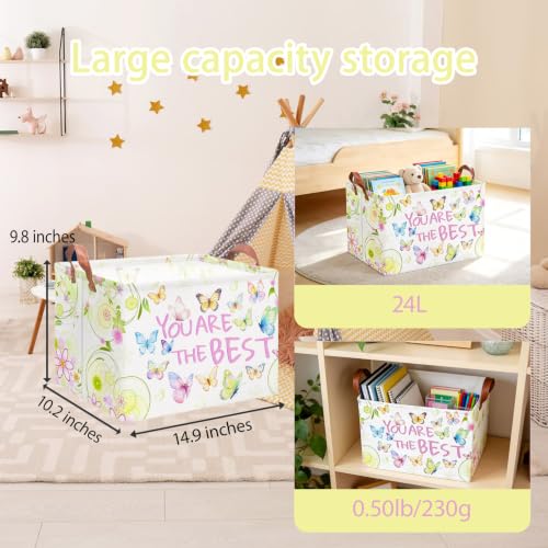 NTAOHAMPER Rectangular Storage Basket Empty,Storage Bin with Handles,Room Decor,Gift Basket,Book Box(Blessing Butterfly) - color: Blessing Butterfly