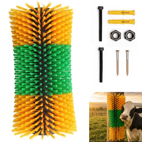 Bionic Curve Livestock Scratching Brush for Cattle, Cows, Goats, Horses and Pigs - Body-Contoured Farm Animal Scratcher Post, Heavy Duty Livestock Grooming Brush with 4 Screws, 1 Pack - color: 1pcs