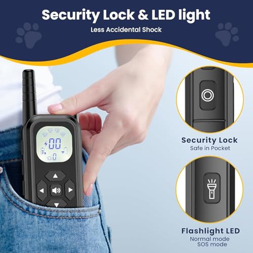 Wireless Dog Fence, Electric Fence for Dogs, Training Collar with Remote System 185 Days Standby Time, Waterproof & Flash Light Portable Dog Perimeter Collar with 3 Training Mode, Upgrade Black 1 PACK