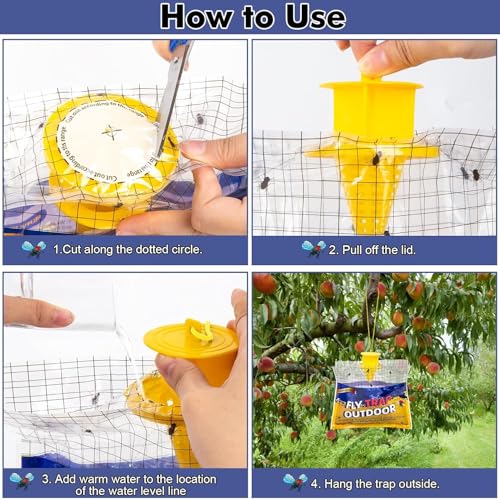 8 Big Fly Bags Outdoor Traps Hanging for Patio - Pre-Baited, Disposable | Fly Catcher Killer Repellent with 8*50g Bait for Outside in Chicken Coop, Horse Barns | Easy to use | Durable | Effective - size: 8 Pack