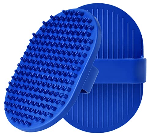 Dog Grooming Brush, Dog Shampoo Bath Brush Shedding Soothing Massage Rubber Comb for Long Short Haired Dogs and Cats 2pcs - color: Blue