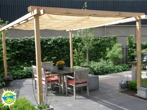 Shatex Shade Panel 12' x 12' Block 90% with Ready-tie up Ribbon for Pergola Gazebo Porch, Wheat - size: 12x12ft with Rope - Beige