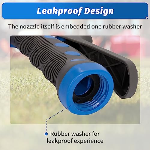 AUTOMAN-Garden-Hose-Nozzle,ABS Water Spray Nozzle with Heavy Duty 7 Adjustable Watering Patterns,Slip Resistant for Watering Plants,Lawn& Garden,Washing Cars,Cleaning,Showering Pets - Blue - color: Blue
