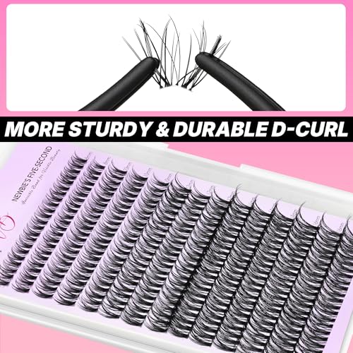 VEYESBEAUTY Ribbon Lash Clusters Kit Newbie's Five-Second Series Eyelash | Individual Eyelash Extensions Kit Thin & Invisible Band DIY Volume Eyelashes Kit Wispy Lash With Bond&Seal Remover Applicator - size: 8-16 mm