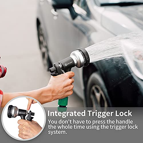 AUTOMAN-Garden-Hose-Nozzle, ABS Water Spray Nozzle, 7 Adjustable Watering Patterns, Slip Resistant for Watering Plants, Lawn& Garden, Washing Cars, Cleaning, Showering Pets & Outdoor Fun.Silver Color - color: Silver