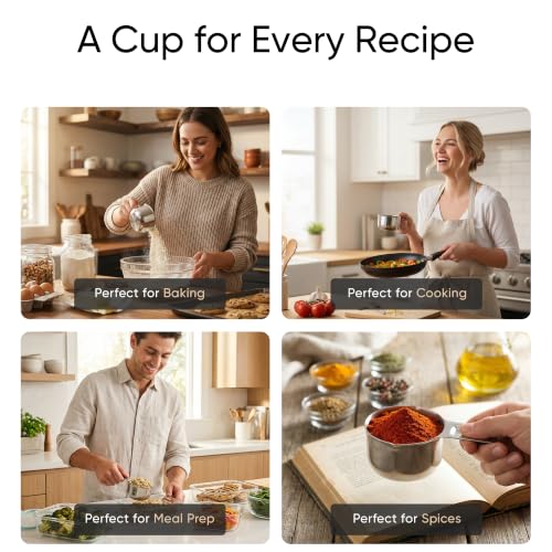 Color Up 2 Cup Measuring Cup, 480ml Stainless Steel Metal, Easy-Pour Spouts, Engraved Markings, Flat Base, Dishwasher Safe, for Dry and Liquid Ingredients - size: 2 Cup (480 ml) Chrome