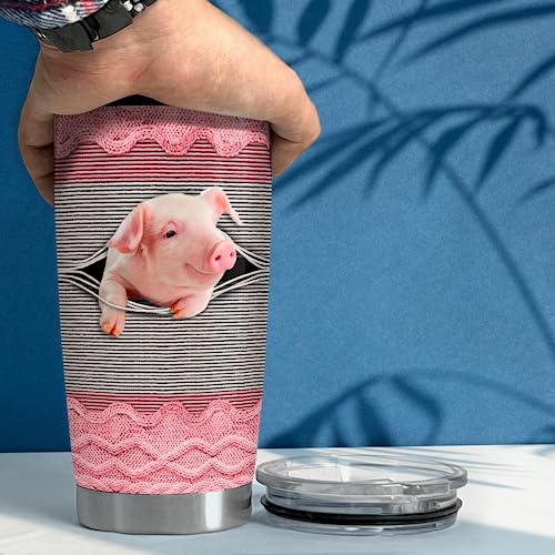 SANDJEST Pig Tumbler 20oz Stainless Steel Insulated Tumblers Coffee Travel Mug Cup Funny Pig Gifts for Women Girls Gift for Birthday Christmas - color: Pig