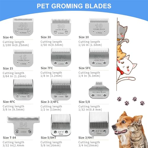 84# Pet Dog Grooming Stainless Steel Blade,Compatible with Ainds,Oster A5,Wahl KM-10 and Other Series Detachable Clippers, Cut Length 3/32-Inch