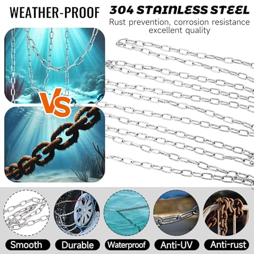 100ft 1/16" Jack Chain for Hanging Stainless Steel Metal Chain Link Silver Galvanized Light Chain Roll Small Light Duty Fixture Utility Chain for Bird Feeders, Overhead Lights, Flowerpots (1.5mm*30m)