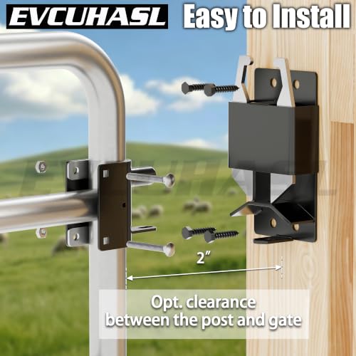 2 Way Farm Gate Latch, Heavy Duty Lockable Two Way Fence Gate Latch, Black Anti-Sag Gravity Latch for Fences, Metal Gates, Horse Corrals, Ranches, Round to Square Tube Conversion, 2 Pack
