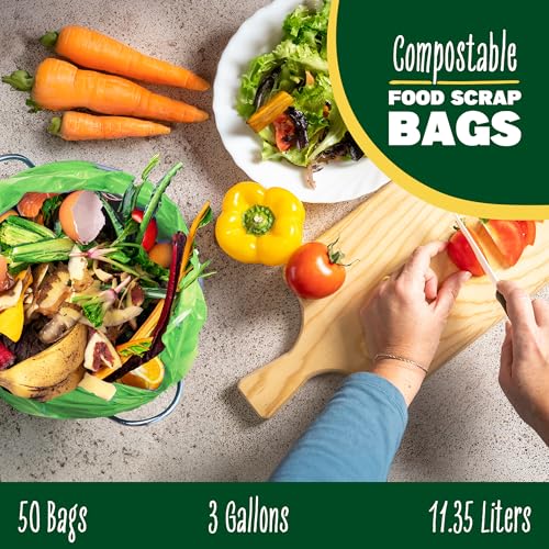 2.6-3 Gallon Compostable Trash Bags Drawstring 50 Bags Extra Thick 1 Mil 11.36 Liter Small Biodegradable Trash Bags for Kitchen Countertop Bin ASTM D6400, US BPI and OK Compost Home Certified - color: 3 Gallon Drawstring, 50 Count