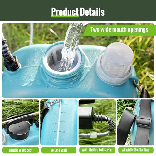 SideKing Battery Powered Sprayer 2 Gallon, Electric Weed Sprayer with 3 Adjustable Spray Pressures, Battery Indicator, Telescopic Wand and 4 Nozzles, for Garden, Lawn, Yard & Plants Care - color: Blue
