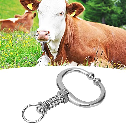 Cattle Nose Ring for Cows and Bulls Stainless Steel Spring Loaded Nose Clamp Compatible with Most Farm Breeds Safe and Lightweight