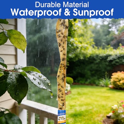 24 Pack Fly Strips Indoor Hanging Fruit Fly Trap Outdoor Sticky | Gnat Traps Fly Tape Fly Paper for Bug, Insect, Pest, Mosquito Fly Ribbon for Orchard Farm Garage Kitchen - size: 24 pack