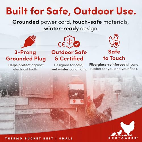 RentACoop SM Thermo Bucket Belt Chicken Waterer Heater with Insulated Wrap - size: Small