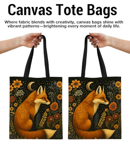 Vintage Botanical Animal Canvas Tote Bag for Women, Aesthetic Floral Animal Reusable Shoulder Bag for Shopping - color: 23