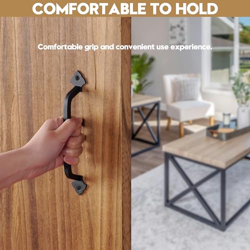 AddGrace 2 Pack Gate Handles for Wooden Gates with Screws 160mm/6 Black | Durable Solid Steel, Matte Coating, Barn Door Handles, for Garden Gate Shed Wooden Fences, Closet, Wardrobes, Drawer, Rustic - color: Black